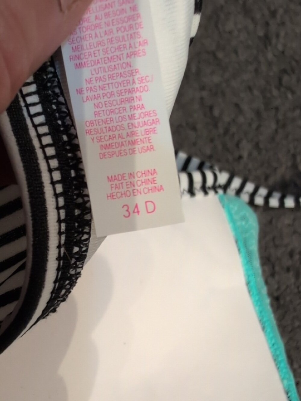 Victoria's Secret Black & White Striped Halter Bikini Top - Picture 9 of 10